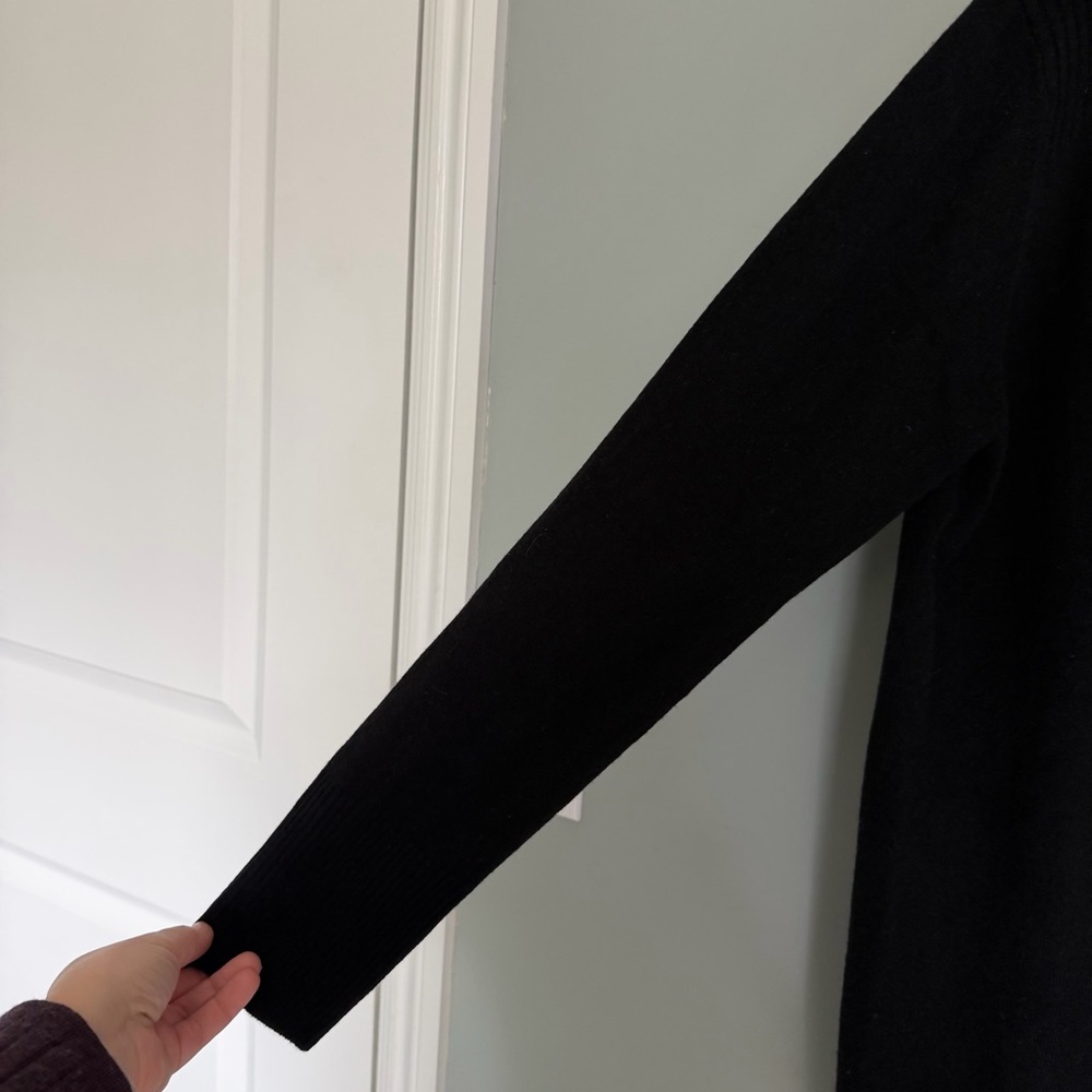 NWT Pure Collection 90 Wool 10 Cashmere Black Longline Cardigan Sweater Minimal - Picture 3 of 15
